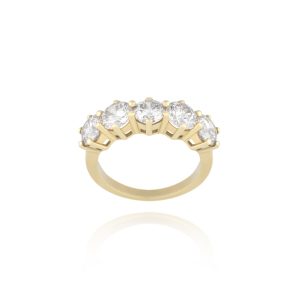 Diamond ring - yellow gold - lab moissanite-for woman