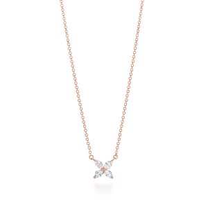 Diamond pendant - rose gold - lab moissanite for woman
