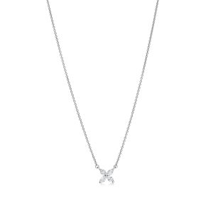 Diamond pendant - white gold - lab moissanite for woman