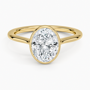 Diamond ring - yellow gold - lab grown diamond(HPHT) for woman