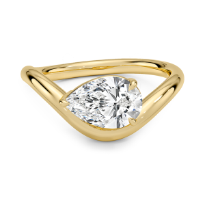 Diamond ring - yellow gold - lab grown diamond(HPHT) for woman
