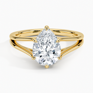 Diamond ring - yellow gold - lab grown diamond(HPHT) for woman