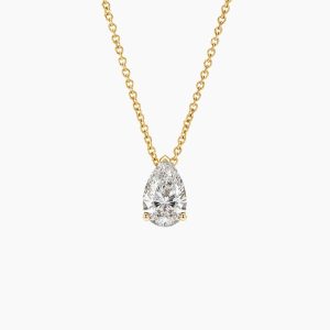 Diamond pendant - yellow gold - lab grown diamond(CVD) for woman