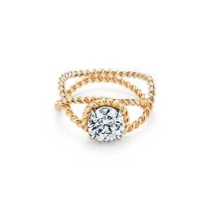 Diamond ring - yellow gold - lab grown diamond(HPHT) for woman
