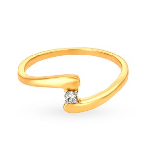 Diamond ring - yellow gold - lab moissanite for woman