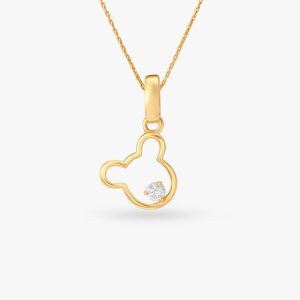 Diamond pendant - yellow gold - lab grown diamond(HPHT) for kids
