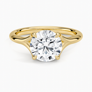 Diamond ring - yellow gold - lab grown diamond(HPHT) for woman