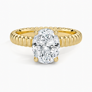 Diamond ring - yellow gold - lab grown diamond(HPHT) for woman
