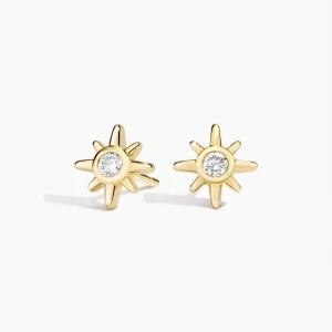 Diamond earring-yellow gold-lab grown diamond(HPHT) for woman