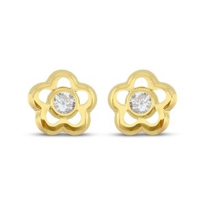 Diamond earring-yellow gold-lab grown diamond(HPHT) for kids