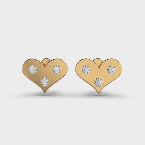 Diamond earring-yellow gold-lab grown diamond(HPHT) for kids