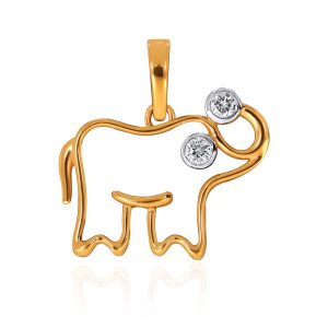 Diamond pendant - yellow gold - lab grown diamond(HPHT) for kids