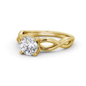 Diamond ring - yellow gold - lab moissanite for woman
