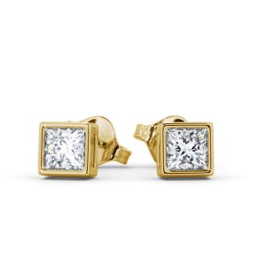 Diamond earrings-yellow gold-lab grown diamond(HPHT) for woman