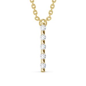 Diamond pendant - yellow gold - lab moissanite for woman