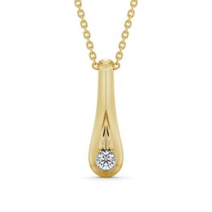 Diamond pendant - yellow gold - lab moissanite for woman