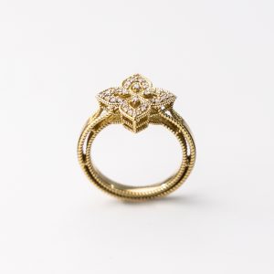 Diamond ring - yellow gold - lab grown diamond(HPHT)-for woman