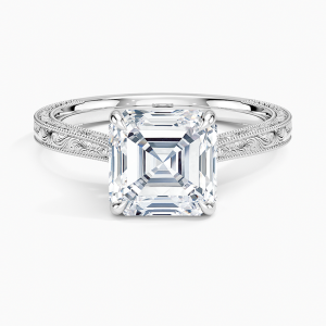 Diamond ring - white gold - lab moissanite for woman