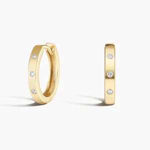 Diamond earrings-yellow gold-lab grown diamond(HPHT) for woman