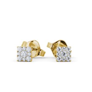 Diamond earrings-yellow gold-lab grown diamond(HPHT) for woman
