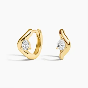 Diamond earrings-yellow gold-lab moissanite for woman