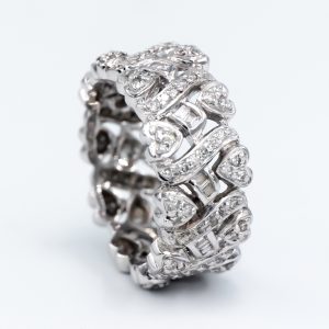 Diamond Heart Eternity Band with 18k White Gold
