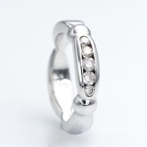 Channel-Set Diamond Ring with 18k White Gold