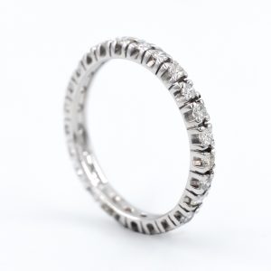 Eternity-set Diamond Ring with 18k White Gold
