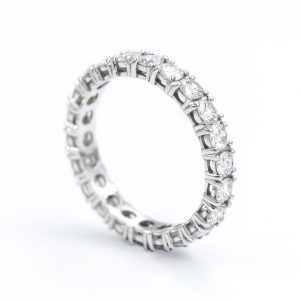 Eternity-set Diamond Ring with 18k White Gold