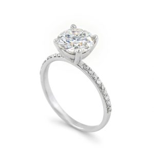Cressida Pavé Solitaire 18K White Gold Lab Moissanite Ring