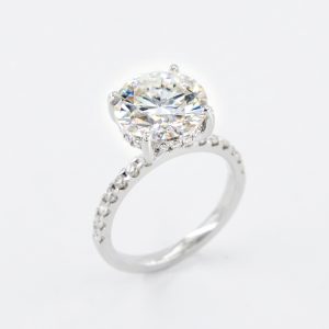 Round Solitaire Hidden Halo Lab Moissanite Ring