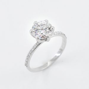 Round Solitaire Pavé Lab Moissanite Ring